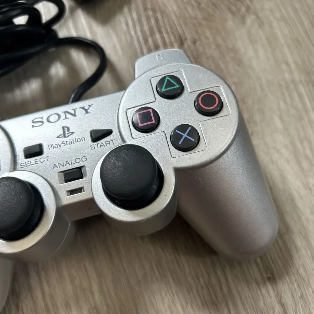 Sony Playstation 2 PS2 Controller OEM Silver Dualshock 2 SCPH-10010 Tested Works